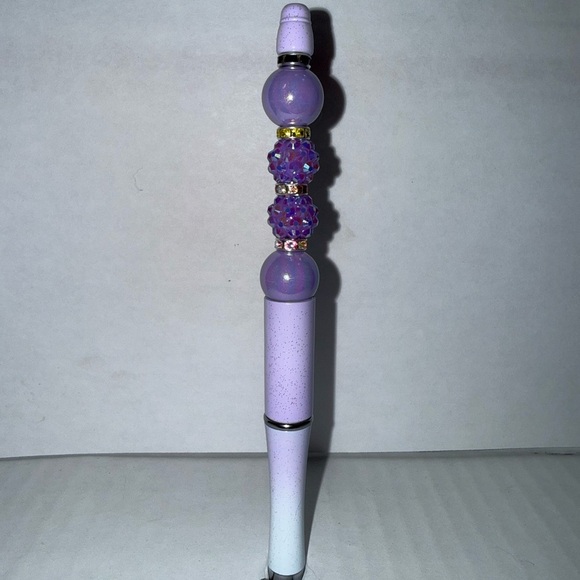 Handmade Other - Handmade Beaded Pen- Elegant Purple sparkling Pen perfect for home or office